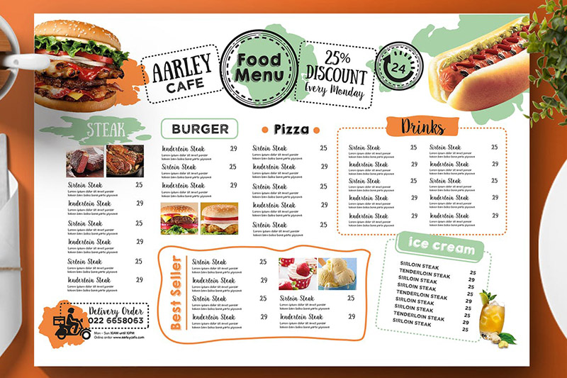 Menu, thực đơn quán ăn 