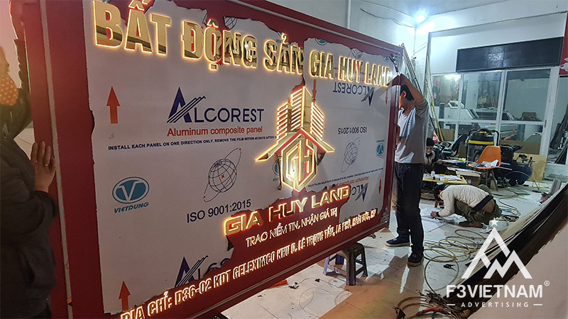 F3 Việt Nam thi công biển quảng cáo công ty bất động sản Gia Huy Land