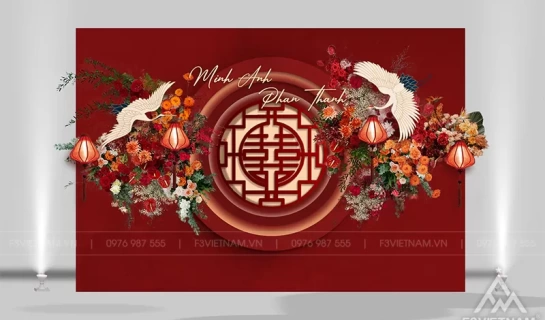 Backdrop tiệc cưới - Backdrop cưới hỏi sự kiện - Mẫu 02