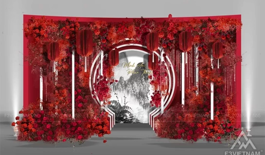Backdrop tiệc cưới - Backdrop cưới hỏi sự kiện - Mẫu 03
