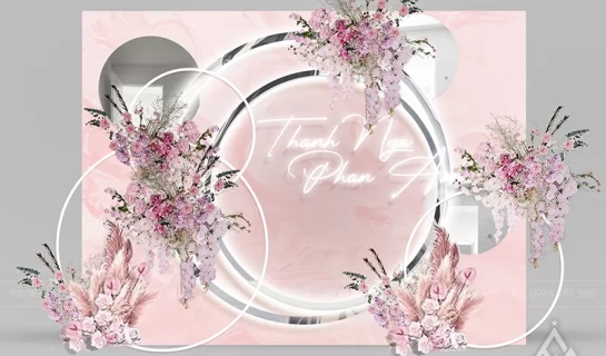 Backdrop tiệc cưới - Backdrop cưới hỏi sự kiện - Mẫu 04