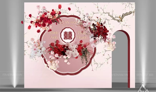 Backdrop tiệc cưới - Backdrop cưới hỏi sự kiện - Mẫu 08