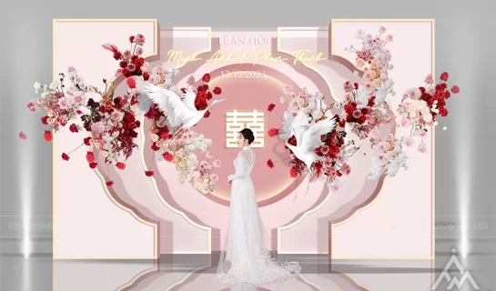 Backdrop tiệc cưới - Backdrop cưới hỏi sự kiện - Mẫu 12