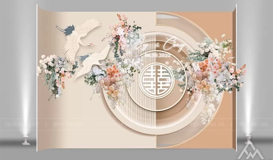 Backdrop tiệc cưới - Backdrop cưới hỏi sự kiện - Mẫu 14