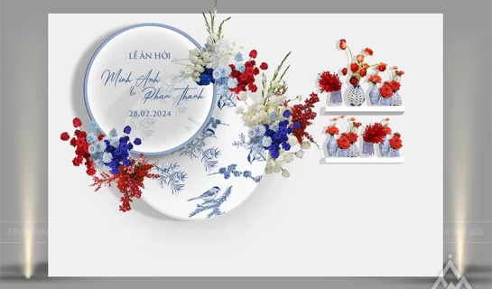 Backdrop tiệc cưới - Backdrop cưới hỏi sự kiện - Mẫu 18