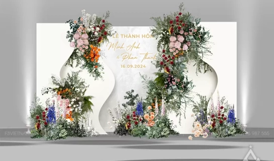 Backdrop tiệc cưới - Backdrop cưới hỏi sự kiện - Mẫu 19