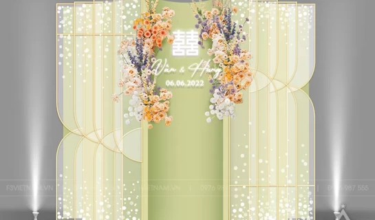 Backdrop tiệc cưới - Backdrop cưới hỏi sự kiện - Mẫu 36