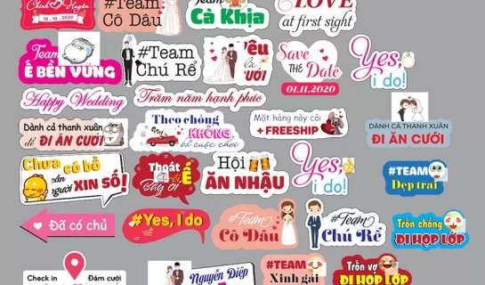 Mẫu Hastag đám cưới Vector - Mẫu 01 [File. CDR]