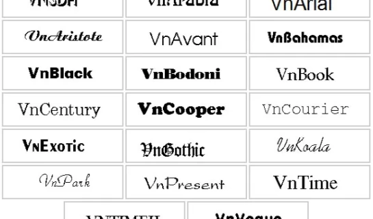 Font TCVN3 đầy đủ 