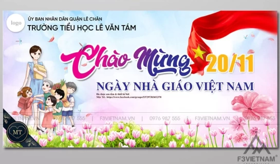 Thiết kế phông nền ngày nhà giáo Việt Nam 20/11 mẫu 05