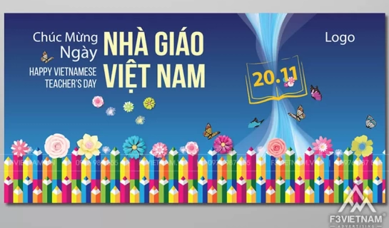 Thiết kế phông nền ngày nhà giáo Việt Nam 20/11 mẫu 07