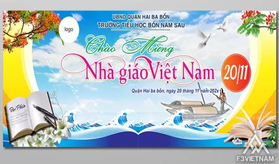 Thiết kế phông nền ngày nhà giáo Việt Nam 20/11 mẫu 08