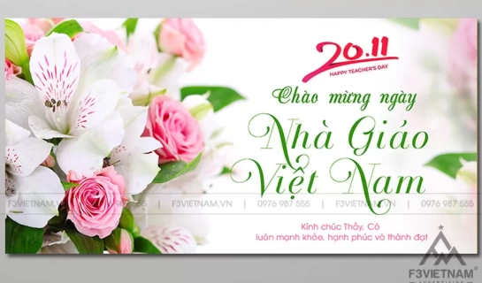 Thiết kế phông nền ngày nhà giáo Việt Nam 20/11 mẫu 09